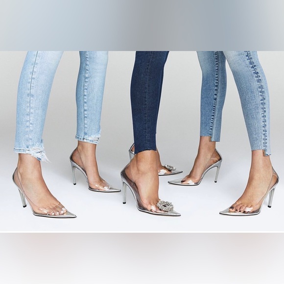 GOOD AMERICAN CINDER-F*CKING-RELLA JEWELED CLEAR PUMP NWOB - Picture 5 of 17